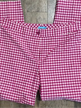 J. McLaughlin Women’s Pink Gingham Skinny Light Weight Stretch Check Print Pants
